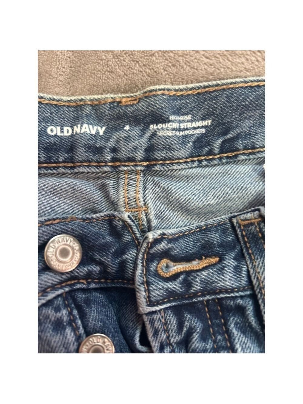 Women's Old Navy Blue Distressed High-Rise Slouchy Straight Jeans Size 4 - Picture 5 of 5